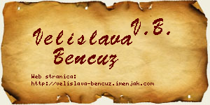 Velislava Bencuz vizit kartica